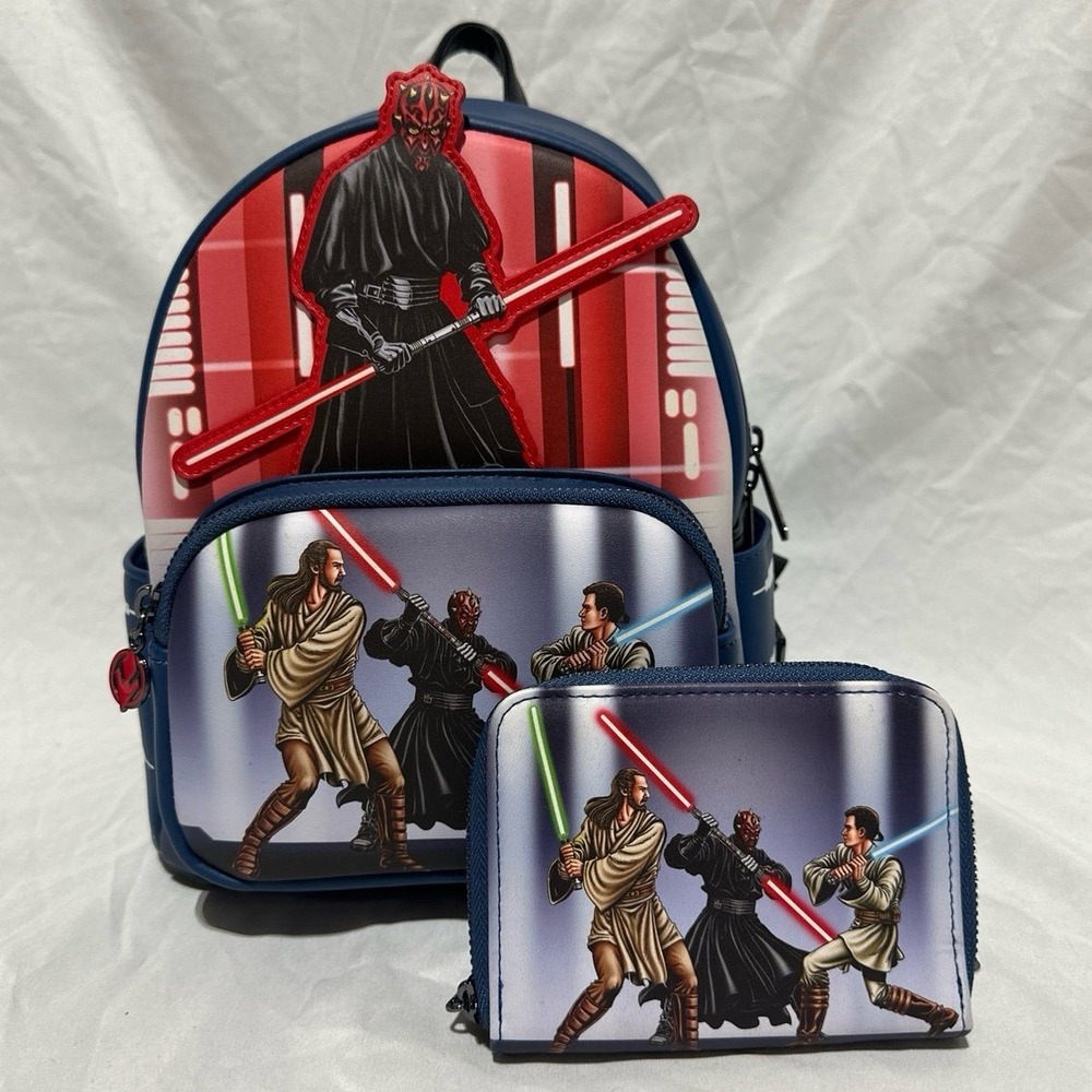 Longefly Star Wars Backpack Wallet Set Darth Maul Villains Glow in The Dark NWT